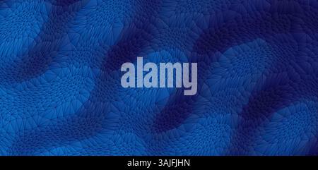 Blue abstract background with polygonal structure. Water surface. Wavy grid background. Mosaic. Creased texture. 3D vector illustration for brochure, Stock Vector