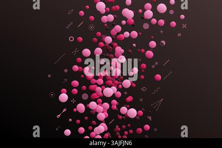 Modern art composition with simple geometric shapes and floating liquid blobs. Memphis design. Cover design template. Composition with bubbles. Design Stock Vector