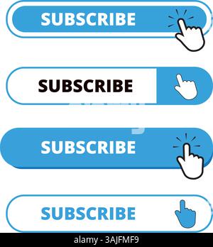 Blue and white subscribe web bar button on a white background Stock Vector