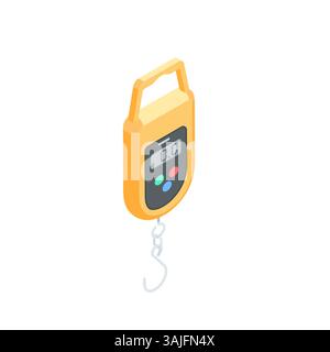 isometric vector small hand scales, in color on a white background, luggage or shopping scales Stock Vector