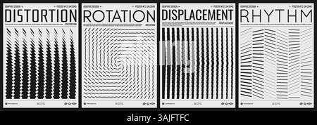 Image of many rectangular flat shapes with transition effect. Dynamic gradient pattern. Black and white cover design template. Vector for presentation Stock Vector