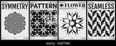 Cover design template. Snowflakes. Abstract design elements. Optical art. Geometric background. Black and white. 3D vector illustration for brochure, Stock Vector