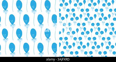 Deflated and Circle balloons on rope bow tied Seamless Pattern Sadness Thematic Background idea Set. Isolated Vector illustration Wrapping Wallpaper Invite Greeting cards, poster, banner, leaflet, tag Stock Vector