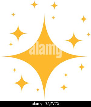 Golden Sparkle Stars Icon – Shining Glitter Effect Vector Illustration Stock Vector