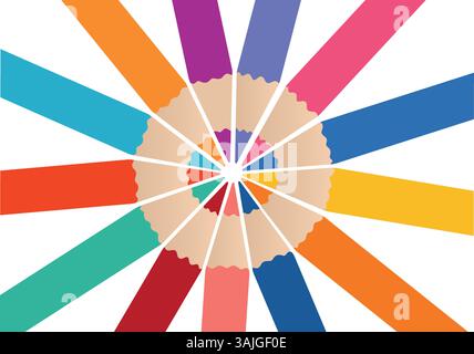 Colored pencils in a circle symbolizing inclusion diversity equality or unity.Transparent background Stock Vector