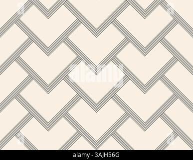 Thin lines corners simple abstract seamless pattern. Black beige geometric pattern. Stock Vector