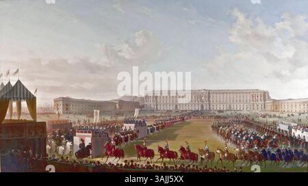 Knightly Rally This painting depicts a traditional jousting scene, focusing on the ...