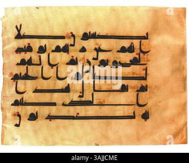 A folio from a Qur'an manuscript preserved at MET sf21-28v, featuring ...