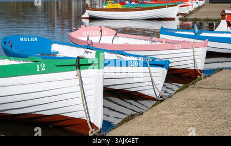 Rowing Boats for hire at Thorpeness Meare, Thorpeness, Suffolk, England, UK Stock Photo - Alamy