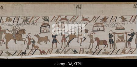 Scene 41 of the Bayeux Tapestry illustrates a key moment from the ...