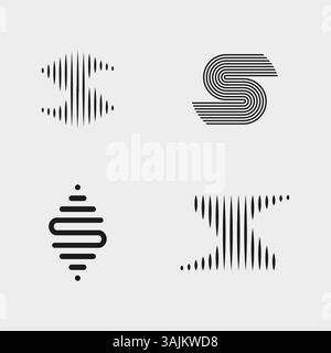 Set of Tech and Wavy Style Letter S Design Stock Vector