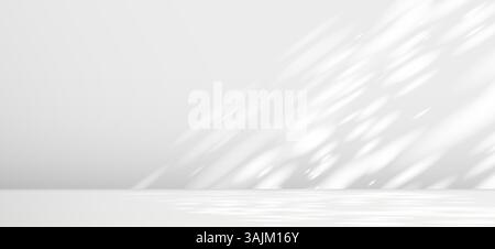 Glare from the sun's rays on the wall. Blurred shadows from leaves and plants in the room. Soft overlay of natural light. Abstract background for Stock Vector