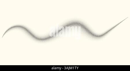Dotwork wave pattern vector background. Black grunge noise stipple dots hills. Sand grain effect. Black dots grunge wave banner. Abstract shape noise Stock Vector