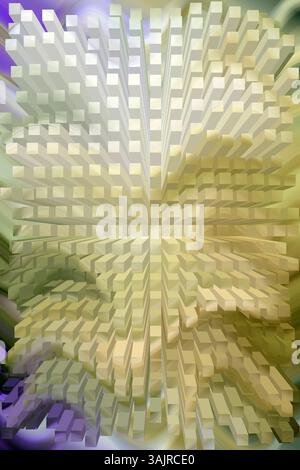Dynamic 3D turquoise blocks in explosive abstract design. Futuristic background for digital and creative projects. Stock Photo