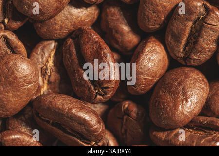 Freshly Roasted Coffee Beans in Sharp Detail Stock Photo