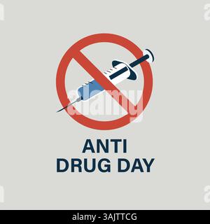 Anti Drug Day Anti Narcotics to Avoid Drugs in Hand Drawn Templates Illustratio Stock Vector