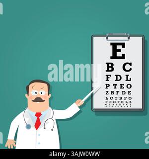 Optician doctor with snellen eye chart doctor vector image Stock Vector