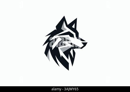 Abstract Geometric Modern Wolf Head Logo for Dynamic Branding Stock Vector