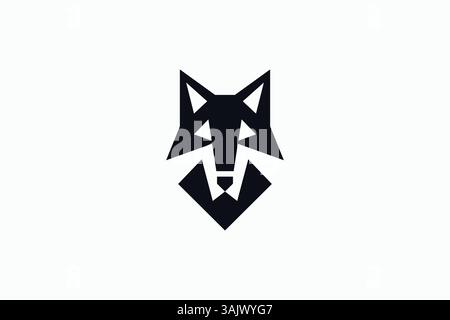 Innovative Geometric Fox Logo Modern Design for Digital Solutions. Wolf Head Abstract Shape Sign Symbol Stock Vector