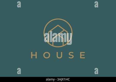 Elegant Minimalist Comfort House Real Estate Logo Hexagon for Business Property Stock Vector