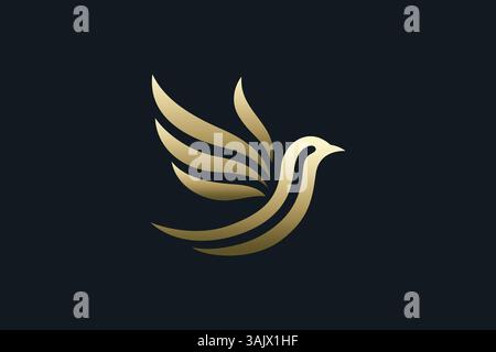 Elegant Golden Bird Logo of Aspiration Symbolizing Freedom and Growth Stock Vector