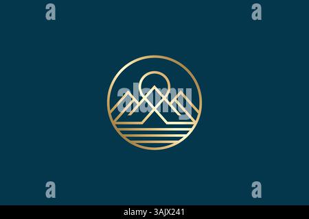 Sunrise Mountains Peak Logo Depicting Nature Morning Glory Golden Dawn Stock Vector