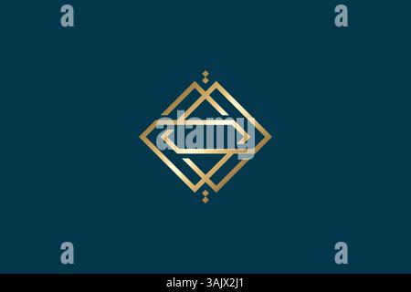 Elegant Geometric Interlocking Diamonds Logo Design Unique Concept Stock Vector