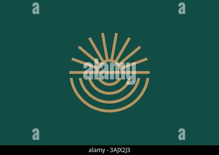 Golden Dawn Logo Embracing Nature Energy Renewal Stock Vector