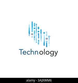 Abstract Technology Logo with Dotted Lines and Gradient Stock Vector