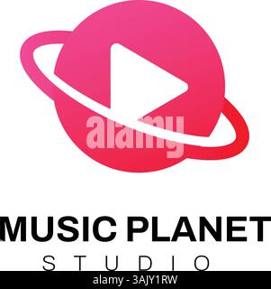 Music planet logo design concept play icon vector image Stock Vector