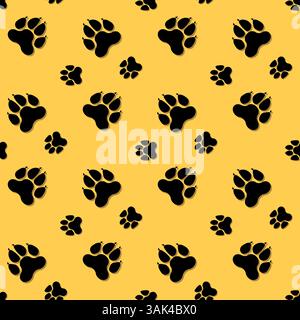 Seamless animal pattern of paw footprint vector illustration Stock Vector