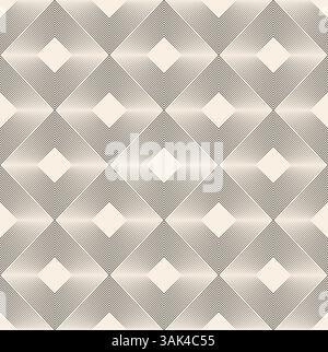 Thin lines squares abstract seamless pattern. Black beige geometric pattern. Stock Vector