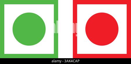 Green and Red Food Symbols Vector – Vegetarian & Non-Vegetarian Mark Icons Stock Vector