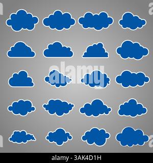Vector set of clouds shapes collection of various forms and contours Stock Vector