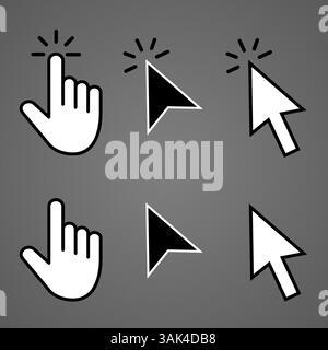 Click icon isolated on black background cursor symbol modern Stock Vector