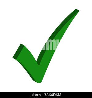 3D Green Check Mark, Symbolizing Approval and Confirmation Stock Vector