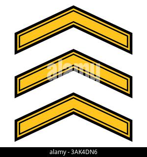 Military chevron rank icon symbol, with bold yellow stripes Stock Vector