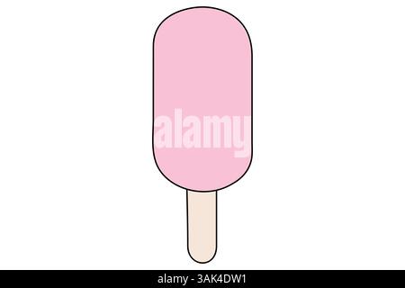 Continuous one line drawing of ice cream, white background on black isolated. Stock Vector