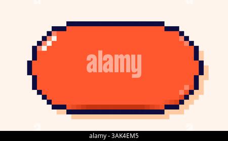 Speech bubble with orange background drawn in pixel art style. Stock Vector