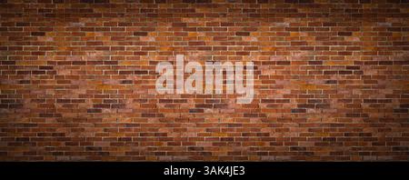 Wide Panorama Brick Wall Background texture – masonry building brickwork Stock Photo