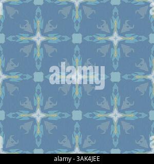 Seamless abstract geometric pattern with ornaments blue background for fabric banners home decor surface design packaging Stock Photo