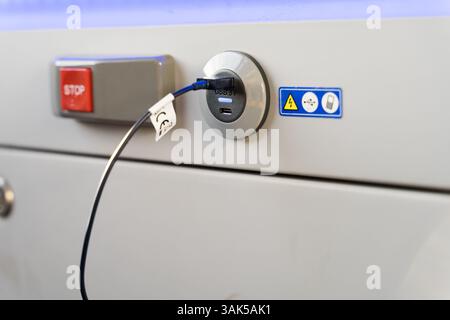 Bus Type Socket type C and USB charger socket installed in front of each passenger sear ...