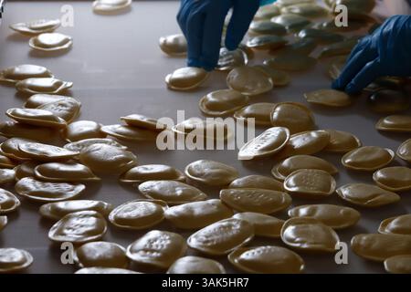 Quality control of pasta Stock Photo