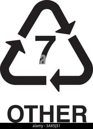 recycling symbols, plastic products sign, Recycle Bin Sign, Recycling Symbol, Plastic Quality symbol, Plastic recycling sign 7 OTHER, 7 OTHER icon Stock Vector