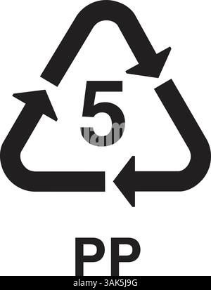 recycling symbols, plastic products sign, Recycle Bin Sign, Recycling Symbol, Plastic Quality symbol, Plastic recycling sign 5 PP, 5 PP icon Stock Vector