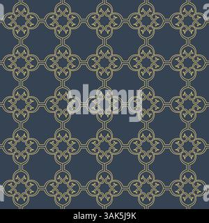 Vintage gold ornament vector jewelry seamless pattern with diamonds on black Stock Vector