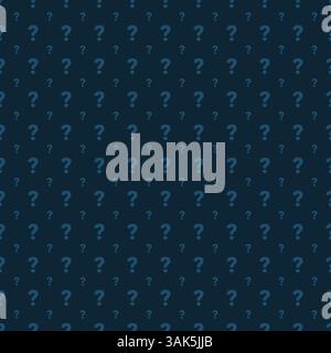 Vector seamless pattern of hand drawn white question marks signs isolated on blue background Stock Vector