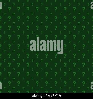 Question mark seamless pattern on green background Stock Vector