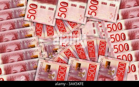 Swedish Krona banknotes in a fan mosaic pattern 3d illustration Stock ...