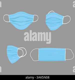 Surgical face mask vector illustration blue medical protective masks Stock Vector